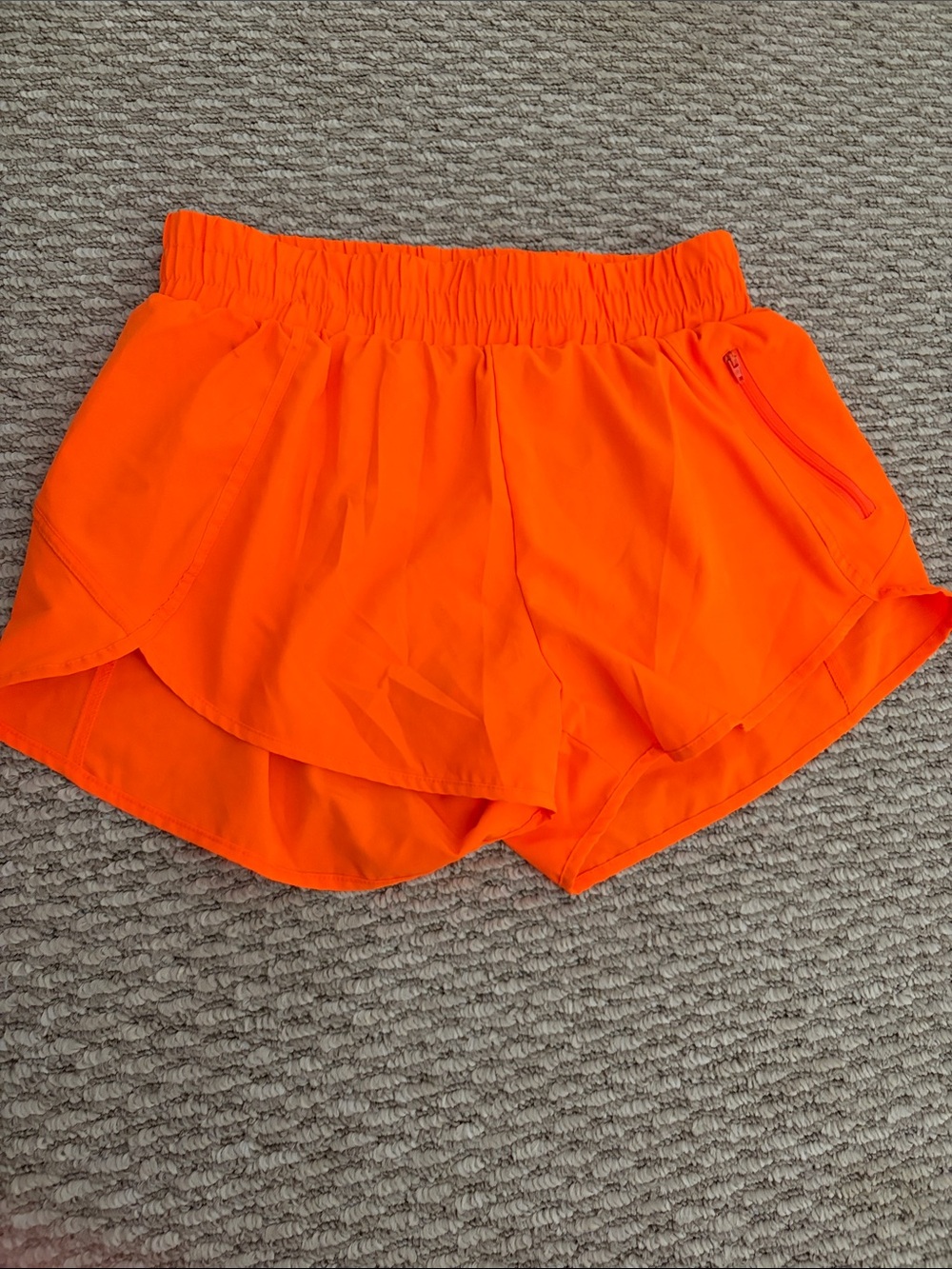 High-Waist Women's Athletic Shorts — Neon Orange